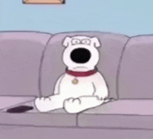 a cartoon dog is sitting on a couch with a remote control in his hand .