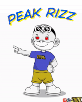 a cartoon of a monkey wearing a blue shirt that says zhot