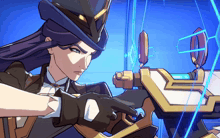 a cartoon of a woman pointing at a gun