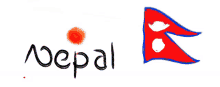 the word nepal is next to a drawing of a red flag