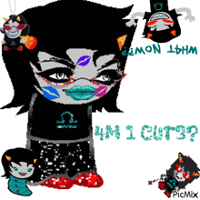 a drawing of a girl with the words " what now ? " on the bottom