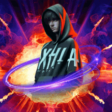 a man wearing a hoodie that says xhila on it