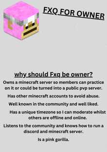 a poster explains why fxq should be owner