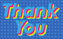 the word thank you is on a blue background with circles