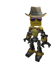 a robot with a cowboy hat and sunglasses