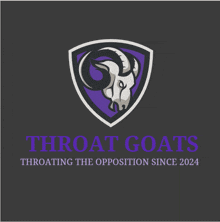 a logo for throat goats shows a goat head in a shield