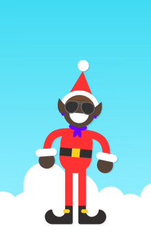 a cartoon drawing of a man dressed as santa