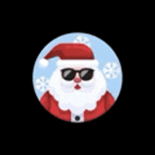 santa claus is wearing sunglasses and a hat in a circle .