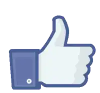 a facebook thumbs up icon with a blue cuff