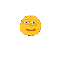 a drawing of a yellow smiley face with blue eyes and a slight smile