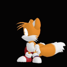 tails from sonic the hedgehog is wearing boxing gloves on a black background
