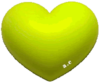 a yellow heart with the letters a.c. written on it