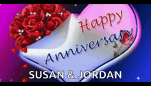 susan and jordan are celebrating their anniversary with a heart shaped card