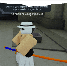 a screenshot of a video game with the name aaroniero jaegerjaquez at the top