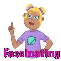 a cartoon girl with the word fascinating on her shirt