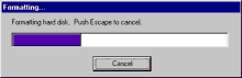 a computer screen that says formatting hard disk