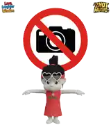 a cartoon character wearing sunglasses and a red dress that says zhot music on it