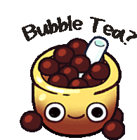 a cartoon of a cup of bubble tea with the words " bubble tea " above it