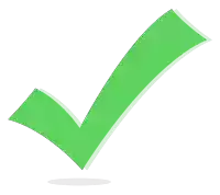 a green check mark against a white background