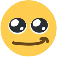 a yellow smiley face with big eyes and an arrow pointing to the left