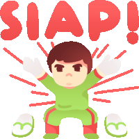 an illustration of a boy with the word siap above him