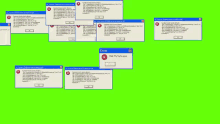 a bunch of windows with error messages on them