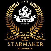 a logo for starmaker indonesia with a crown