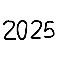 a black and white drawing of the year 2025