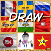 a collage of flags with draw written on the bottom