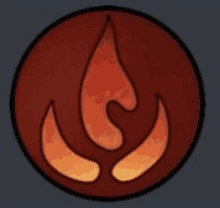 a red circle with a flame inside of it