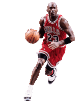 a basketball player wearing a bulls jersey dribbles the ball