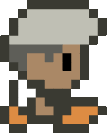 a pixel art drawing of a man with a bandaged head