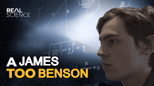 a james too benson poster shows a man in front of a mathematical equation