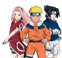 a group of anime characters standing next to each other including naruto and sasuke