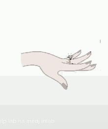 a drawing of a woman 's hand with a gold ring on it