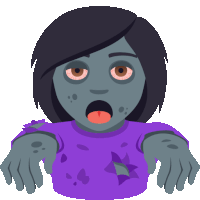 a cartoon illustration of a zombie with purple eyes