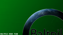 a green background with a globe and the words baltpils news team