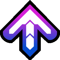 a purple and blue arrow pointing upwards with a white background