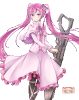 a girl with pink hair is holding a gun in her hand