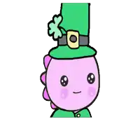 a cartoon character with a green hat and a clover on it