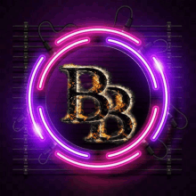 a neon sign with the letter b in a circle