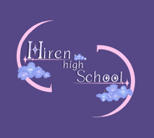 a logo for hiren high school with purple clouds