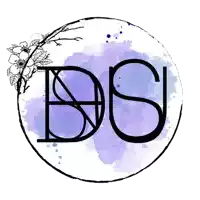 a logo for a company called ds with a purple watercolor background