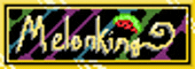 the word melonking is written in pixel art on a colorful background