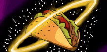 a cartoon taco is surrounded by a glowing ring