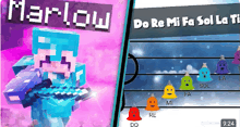 a screenshot of a video game called marlow shows a girl playing a guitar