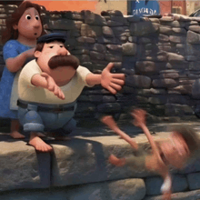 a man with a mustache is standing next to a woman and another man with a mustache