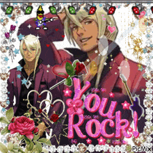 a picture of a man with the words you rock