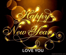 a happy new year greeting card that says " love you "