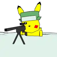 a cartoon of a pikachu holding a gun